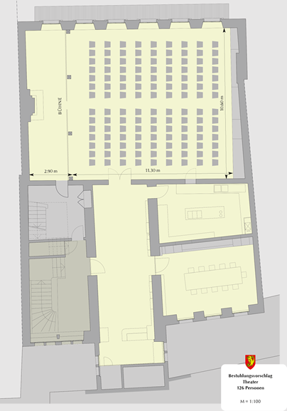 Festsaal Bestuhlung Theater 126 Personen